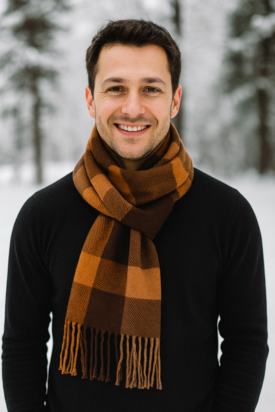 Suyutti Eșarfă tricotată cu model pentru bărbați, caldă, kaşkol