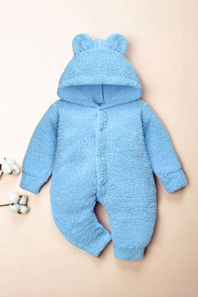 Mai Perla Winter Unisex Teddy Bear Ear Plush Baby Romper (3-12 Months)