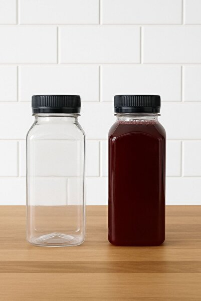 mbkambalaj زجاجة مربعة للحيوانات الأليفة سعة 250 مل وغطاء أسود (6 قطع)