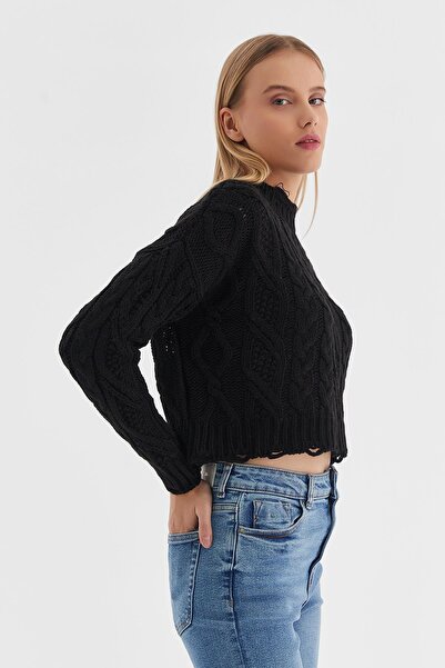 MARKALİSTE Black Knitwear Sweater - Leak Patterned