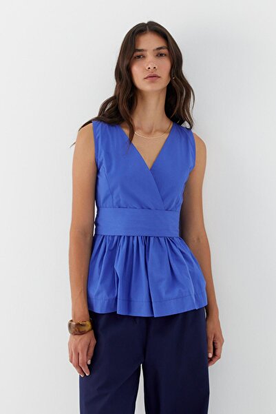 MARKALİSTE Μπλούζα με κορδόνια στη μέση Indigo