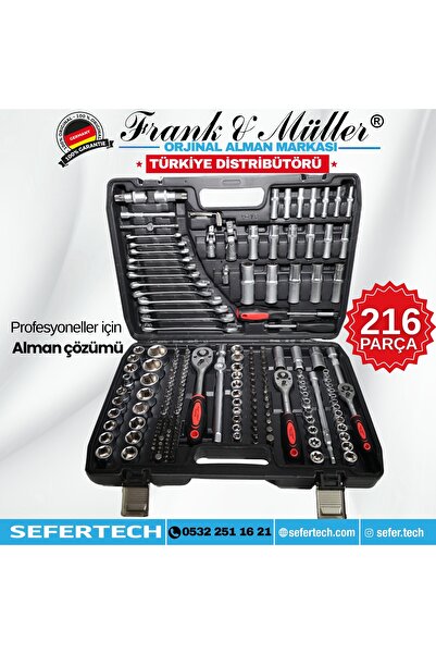 Frank & Müller Germany Tam Profesiyonel 216 Parça Lokma Anahtar Takımı Tam Set 1/2-3/8-1/4