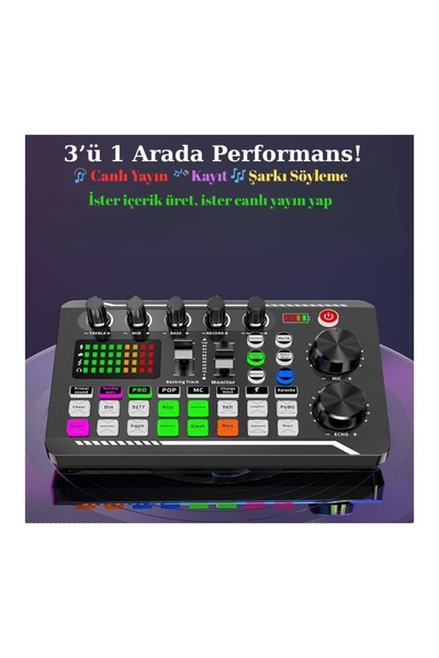 FORTİCO Canlı Yayın Kondenser Mikrofon Bağlantısı Stüdyo Ses Mikseri Şarjlı D...