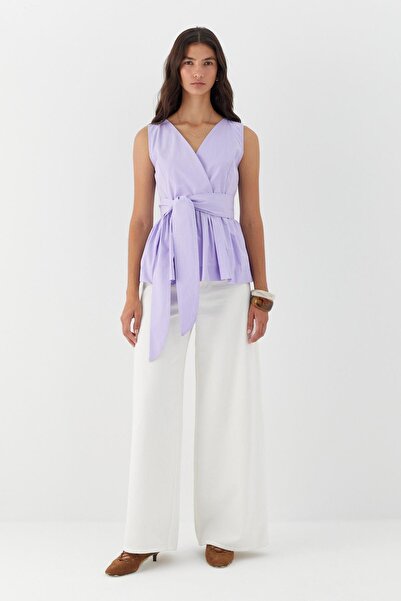 MARKALİSTE Μπλούζα χωρίς μανίκια με κορδόνι στη μέση, λιλά