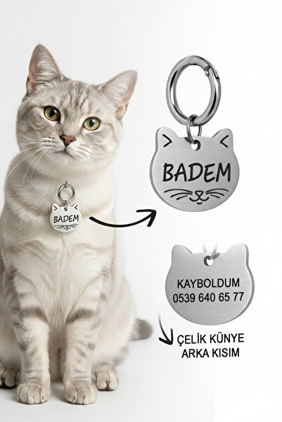 dekoliva Kedi Metal Paslanmaz Çelik Kedi Künyesi Köpek Künyesi