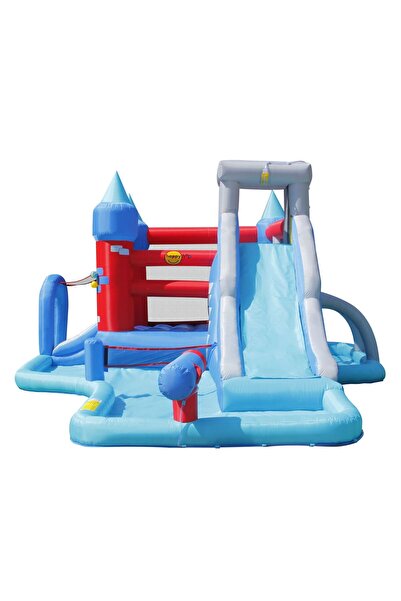 Happy Hop Splash Park inflatable mattress, 2 slides, climbing area, water cannon, jumping area, basketball hoop, darts
