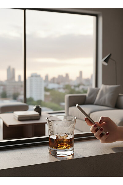 DECOSTYLE Perra Pantoğraf Paşabahçe 420014 240 cc Handcrafted Gold Water Glass Set of 6