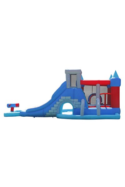 Happy Hop Splash Park inflatable mattress, 2 slides, climbing area, water cannon, jumping area, basketball hoop, darts