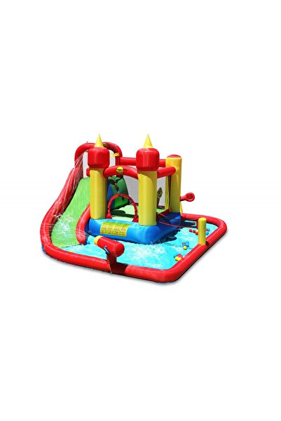 Happy Hop Saltea gonflabila Splash Funland, tobogan, tun apa, spatiu catarat, loc de joaca cu bile si darts