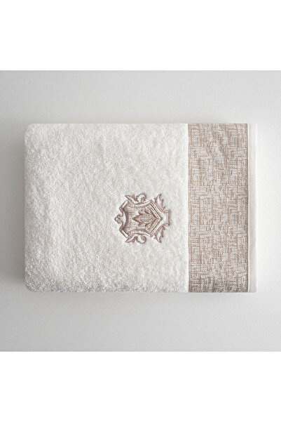 Ecocotton Liva Банний рушник для чоловіків 100% органічна бавовна з вишивкою, кремовий, 80x150 см
