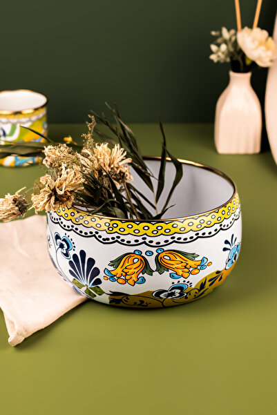 EMAYlab Selge Decorative Enamel Salad Bowl, Presentation Bowl