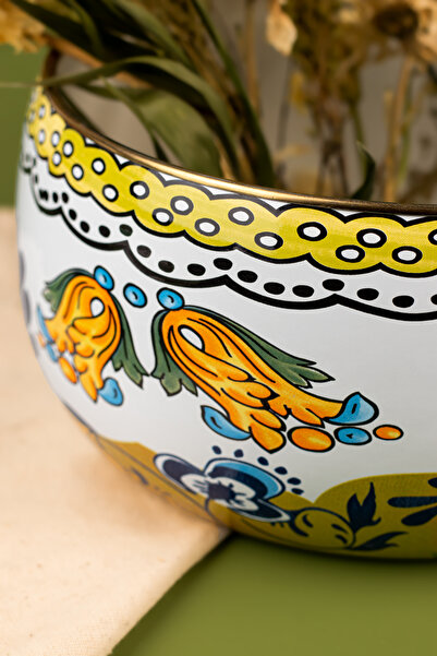 EMAYlab Selge Decorative Enamel Salad Bowl, Presentation Bowl