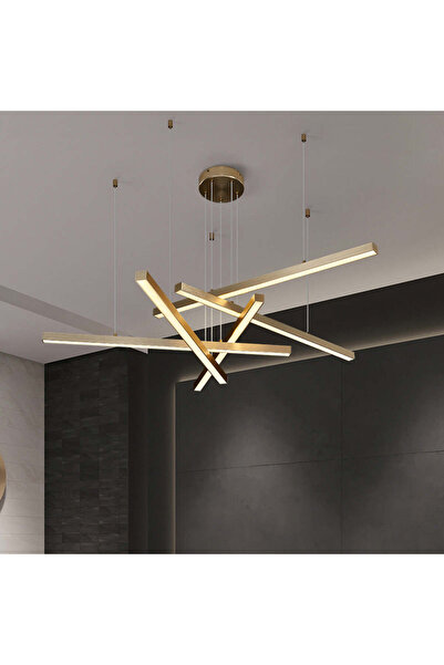 ALC-Shop Κρεμαστός πολυέλαιος LED GINEVRA 31W με τηλεχειριστήριο, 5 στοιχεία, Ψυχρό/Ζεστό/Ουδέτερο φως, Χρυσό