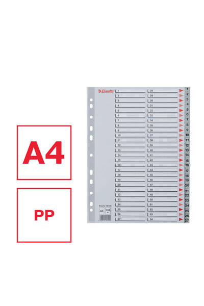Esselte index, plastic, , A4, 1-54, grey