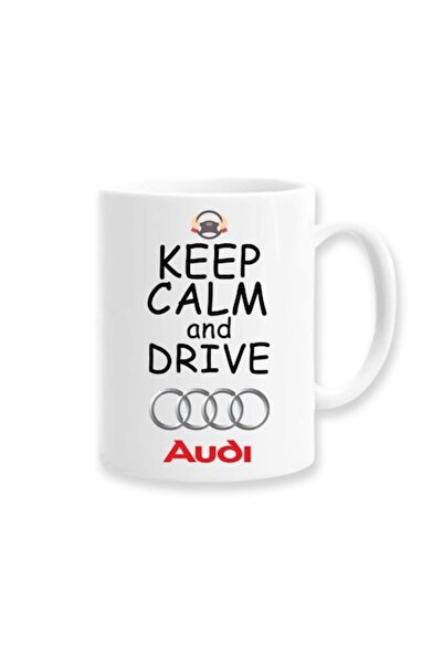 OEM Custom mug for enthusiasts with message: 'Keep calm and drive audi', Betaprint, 330ml, white, cerami