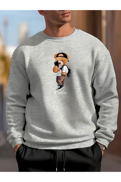 Lider Leather سويت شيرت مطبوع برقبة دائرية – للجنسين – قماش بوليستر قطني مزدو...