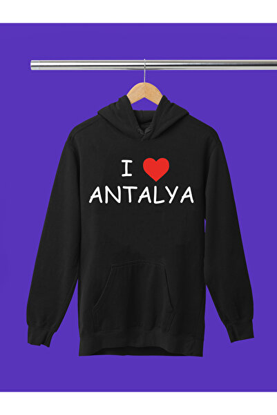 MAGORS I LOVE ANTALYA Hanorac cu glugă din bumbac imprimat, cu mânecă lungă, ...