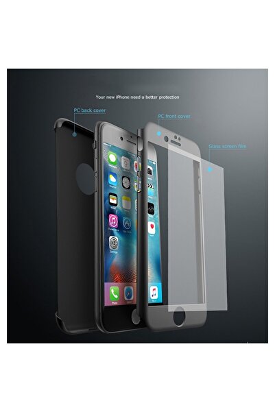 iPaky Husa Apple iPhone 6/6S Plus Full Cover 360 Argintiu + Folie Cadou