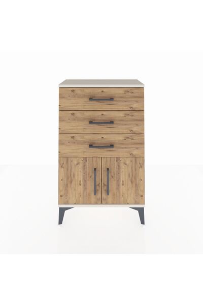 Dienni Arges Komodin 3 Çekmeceli 2 Kapaklı 60x30x96 Aytaşı-Çam