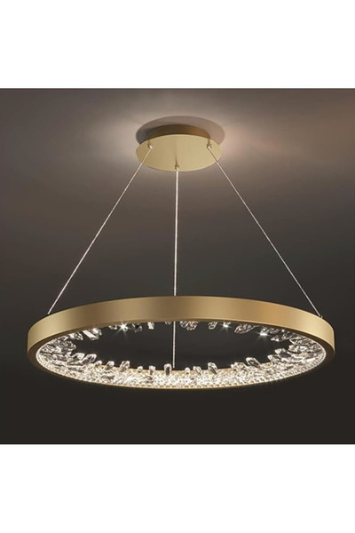 ALC-Shop Κρεμαστός πολυέλαιος LED με τηλεχειριστήριο, 44W, 1 κύκλος, 40cm, Ψυχρό/Ζεστό/Ουδέτερο φως, Ρυθμιζόμενη ένταση, Χρυσό