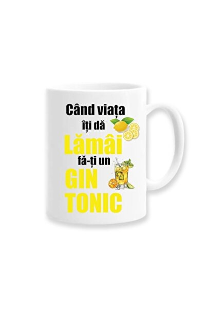 OEM Cană personalizată cu mesaj amuzant: „Când viața îți dă lămâi, fă un gin ...