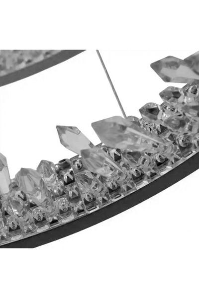 ALC-Shop Κρεμαστός πολυέλαιος LED με τηλεχειριστήριο, Κρύσταλλα K9, 44W, 1 Κύκλος, Ψυχρό/Ζεστό/Ουδέτερο φως, Μαύρο