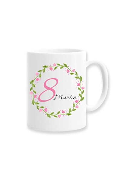 OEM Cană personalizată pentru 8 martie, model roz, Betaprint, 330ml, albă, ce...