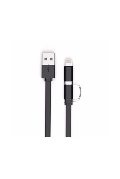 Flippy Καλώδιο δεδομένων MicroUSB και Lightning 2 σε 1, μαύρο, 1 μέτρο