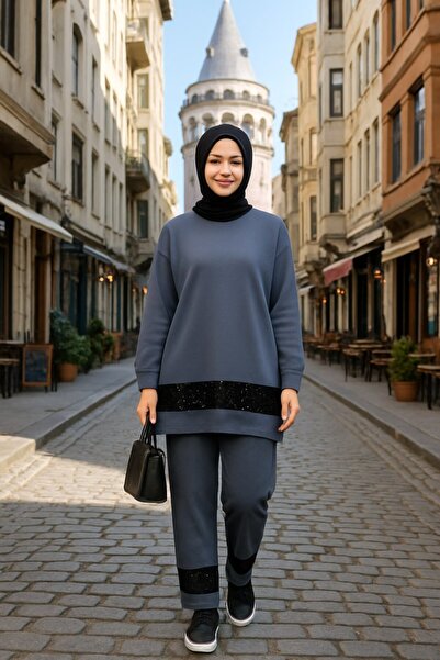 Mercan MODAMARKAM TAŞ DETAYLI İKİLİ TAKIM