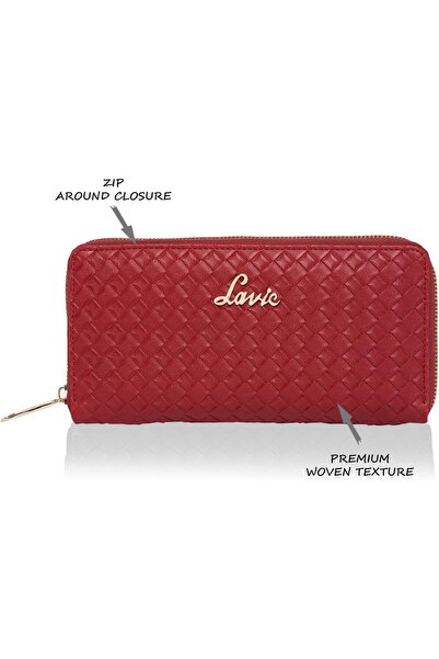 Lavie Women's Zip Around 2 Fold Wallet Purse (Large, Red)