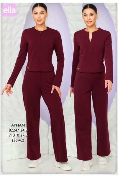 AYHAN Zipper Detailed Elastic Waist Sitting Cut Trousers Suit