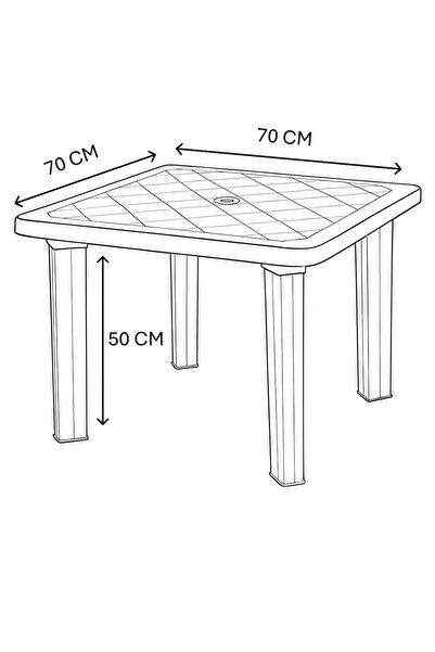 adba Kreş ve Etkinlik Masası – 70x70 cm, 50 cm Yükseklik, Dayanıklı Plastik