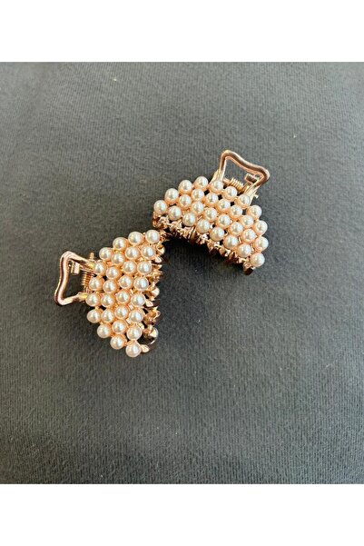 ŞEHRAZAT HANDMADE TASARIM Rose Gold Pearl Medium Size Clip Hair Clip