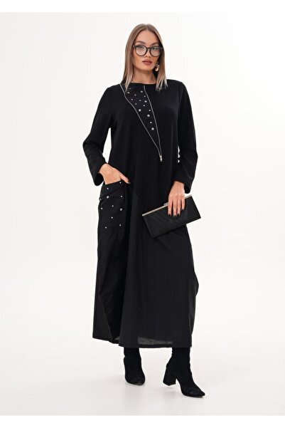 Serra Kadın Siyah Paraşüt Standart Beden Elbise