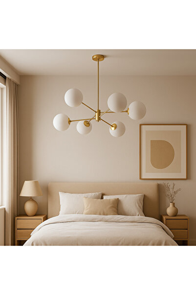 ALC-Shop Πολυέλαιος κρεμαστός SVEN, 6x E27, Χρυσός