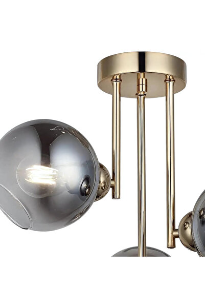 ALC-Shop Alessandro Chandelier, 3x E27, Gold, Dark Grey Lampshade, Gold