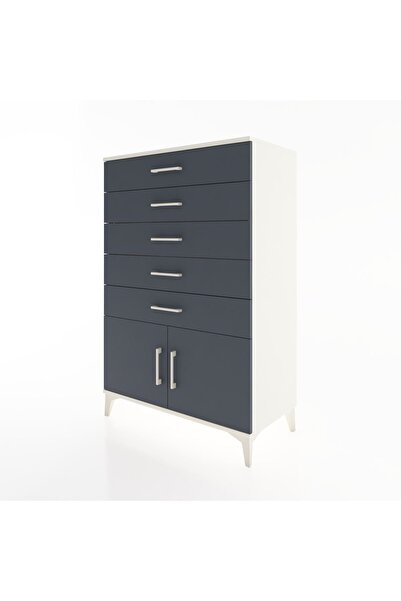 Dienni Hyperion Dolap 5 Çekmeceli 2 Kapaklı 88x44x134 Aytaşı-Antrasit