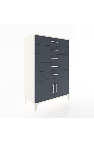 Dienni Hyperion Dolap 5 Çekmeceli 2 Kapaklı 88x44x134 Aytaşı-Antrasit