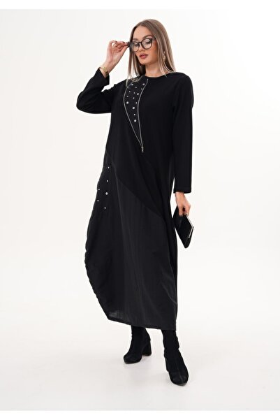 Serra Kadın Siyah Paraşüt Standart Beden Elbise