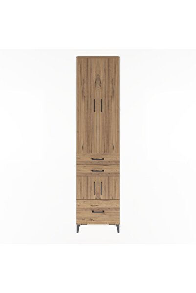 Dienni Arges Dolap 5 Raflı 3 Çekmeceli 4 Kapaklı 60x30x243 Çam-Çam