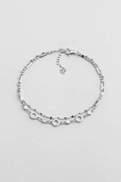 So CHIC... Minimal 18 Ayar Beyaz Altın Kaplama 19 Cm Gümüş Zincir Bileklik