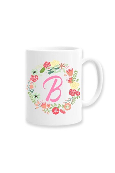 OEM Cană personalizată pentru femei cu inițiala numelui, Betaprint, albă, 330 ml