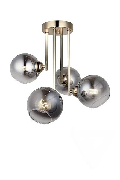 ALC-Shop Alessandro Chandelier, 4x E27, Gold, Dark Grey Shade