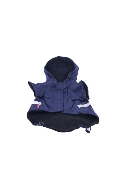 Doty Jachetă caldă și impermeabilă pentru câini de talie mică, bleumarin, mărimea 16/L, dungi reflectorizante, confortabilă, buline