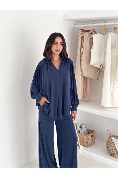 fiolin Extra Soft Soft Textured Monochrome Flowy Cut Double Suit