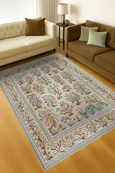 Rugs Modern Halı MOSSO Ağaç Motifler Desenli Dokuma Taban Vintage Dekoratif K...