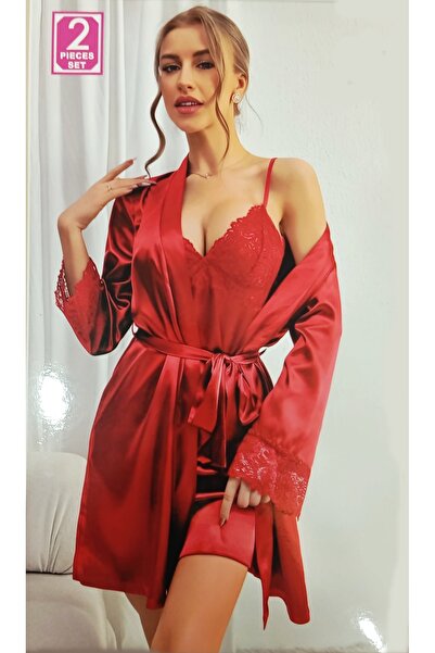 Visatin Lingerie طقم ملابس نوم نسائية من الساتان مكون من قطعتين – أنيق ومريح