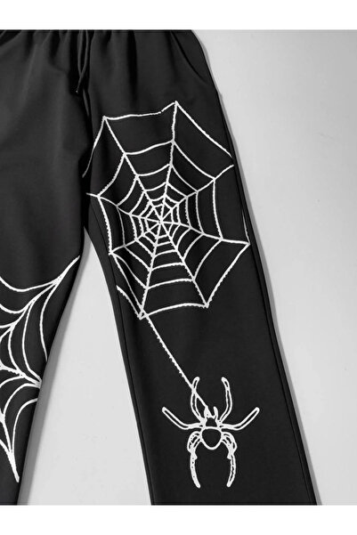 GökTR Two Thread Fabric Spider Printed Tracksuit - Black