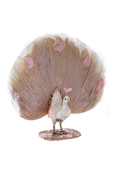 BraziPremium Decorațiune de Crăciun păun, roz, 40x13x42 cm