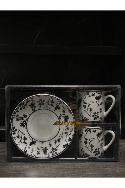 YAZICI طقم فناجين قهوة من البورسلين مكون من قطعتين من نيو لايف بنمط خاص